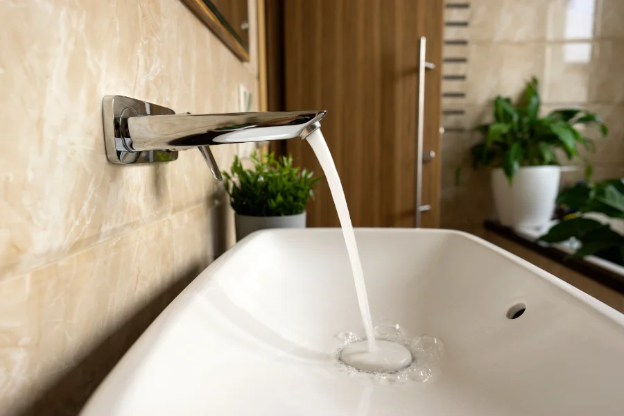 open faucet running water